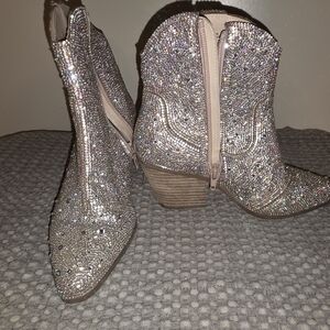 Sparkling Silver Ankle Boots